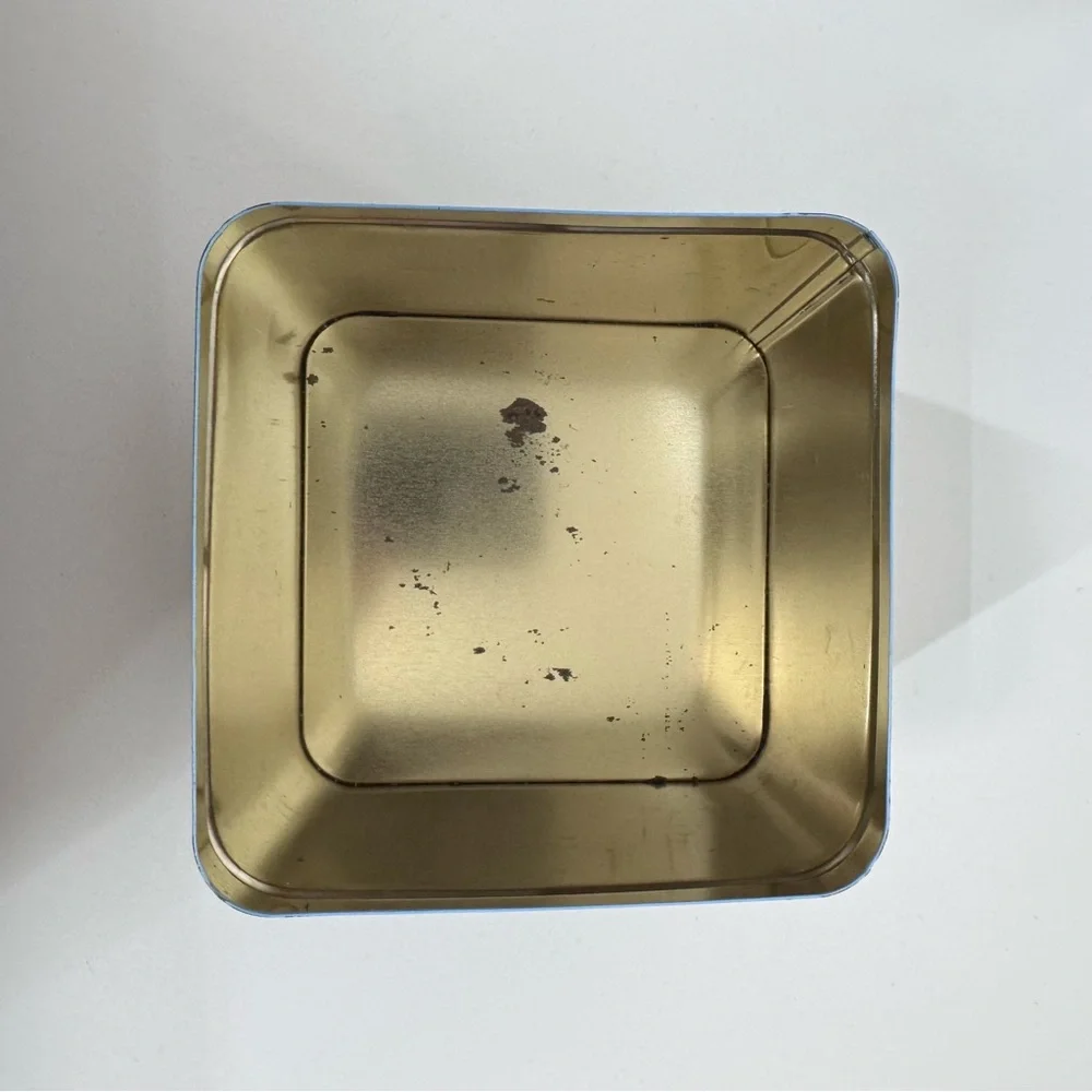Early 90’s Vintage Butterfly & Flower Print Square Tin Box With Lid